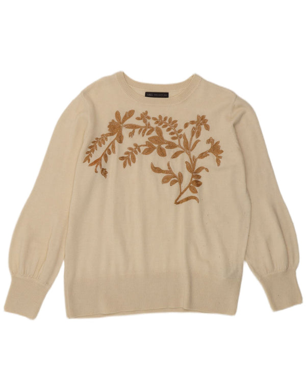 Marks & Spencer ženski džemper s veznim izrezom UK 14 Large Off White