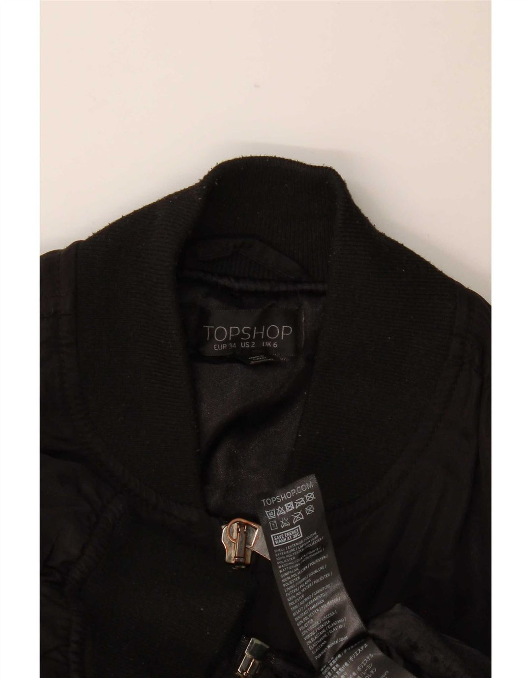 Topshop ženska prevelika bomber jakna UK 6 XS crni poliester