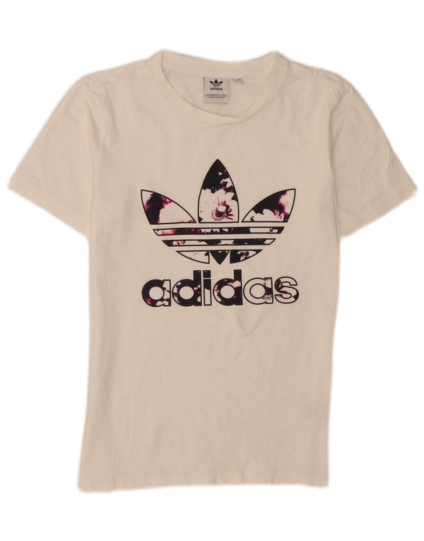 Adidas ženska majica kratkih rukava s grafičkim motivima UK 6 XS bijeli pamuk