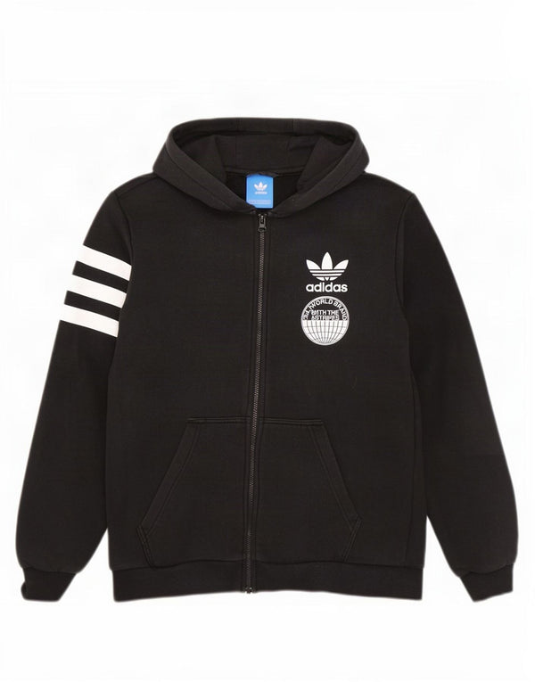 Adidas muška majica s kapuljačom s tri pruge s patentnim zatvaračem, srednji crni pamuk