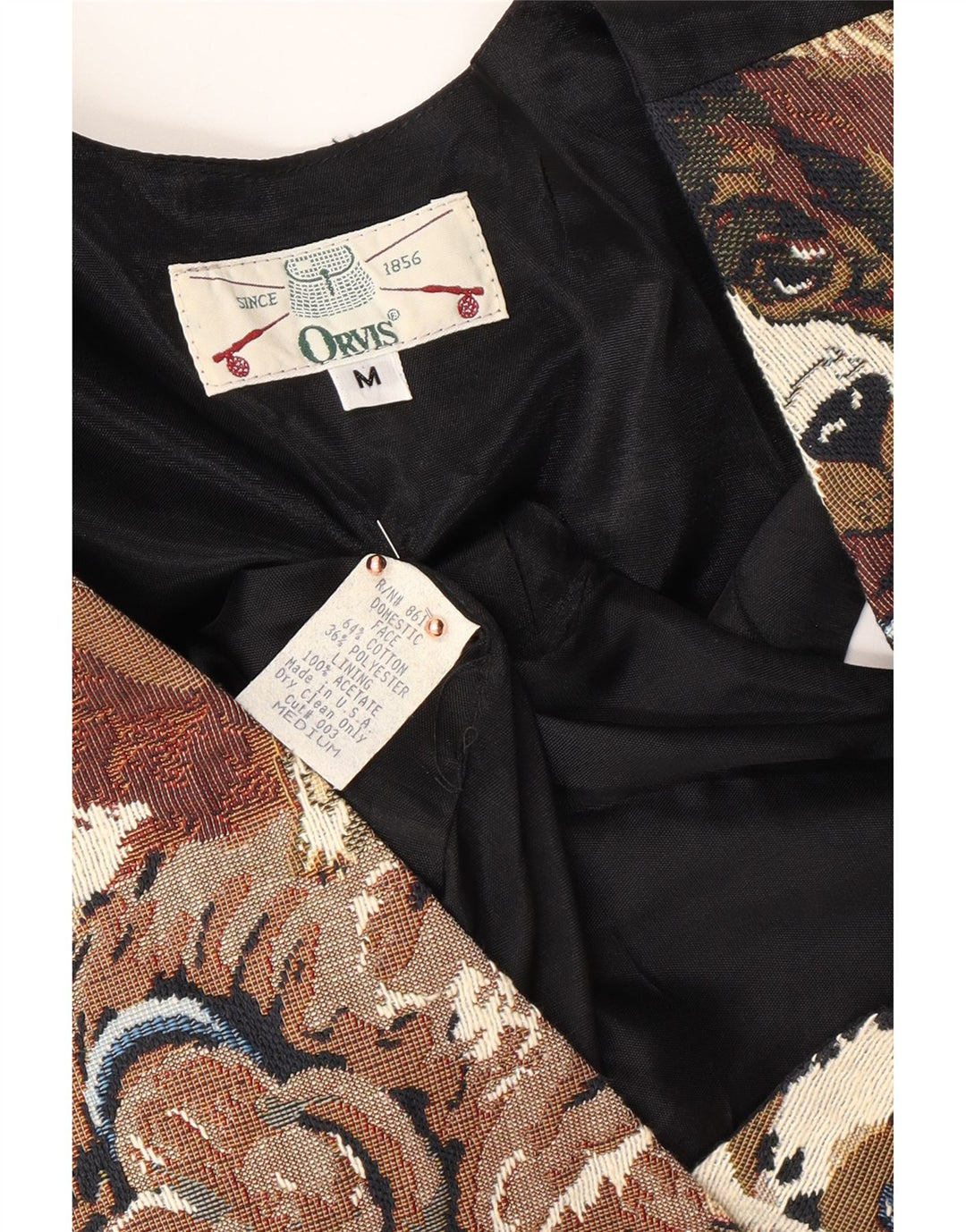 ORVIS ženski prsluk UK 14 Srednji pamuk s višebojnim životinjskim printom