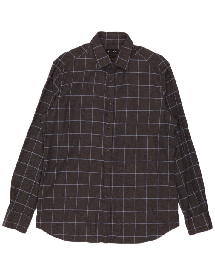 MASSIMO DUTTI Muška flanelska košulja XL sivi karirani pamuk