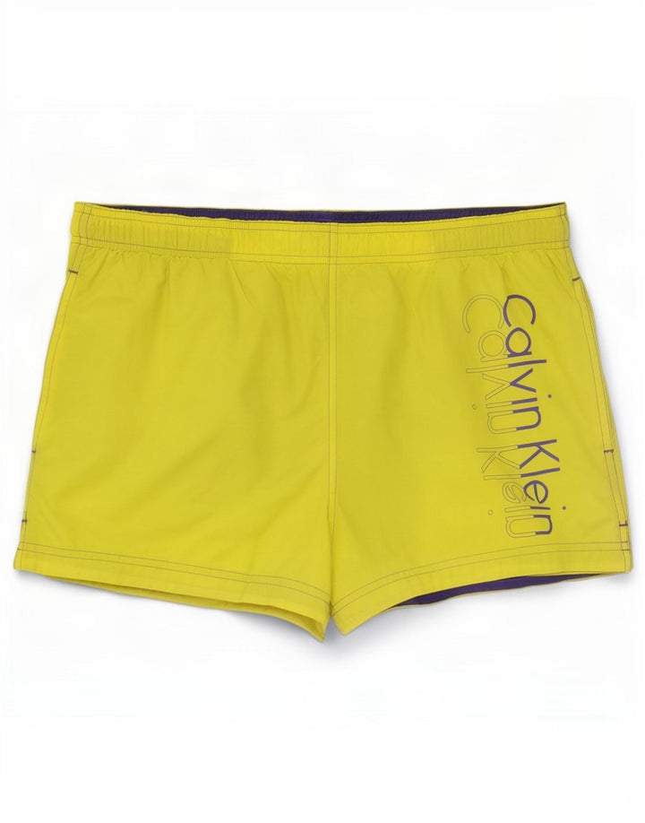 Calvin Klein muške kratke hlače za kupanje s grafičkim motivima, veliki žuti poliester