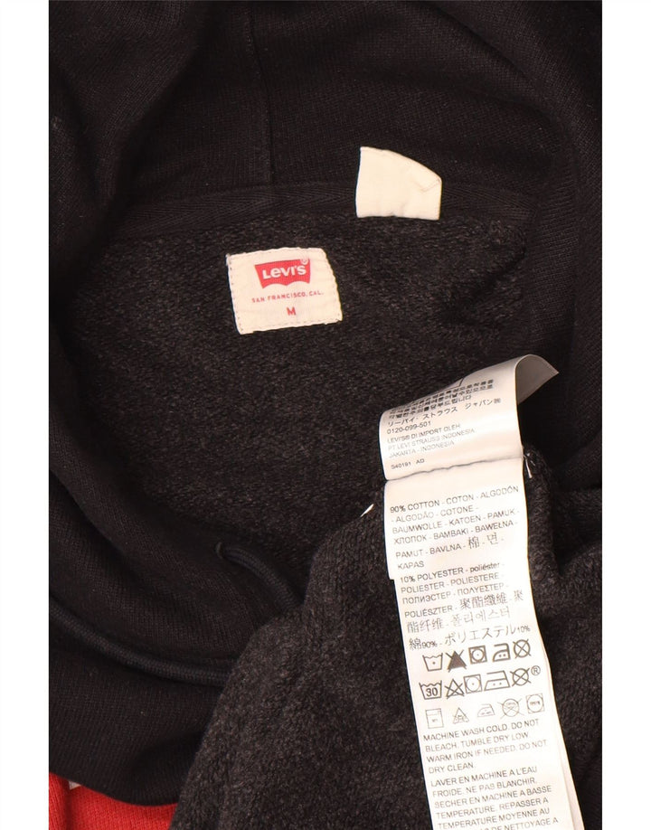 LEVI'S Mens Graphic Hoodie Jumper Medium Black Cotton