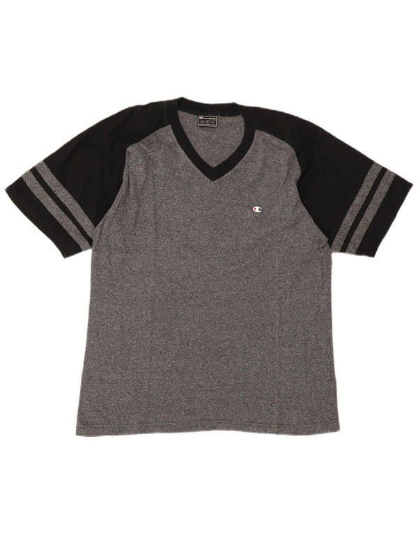 Champion Mens T-Shirt Top Medium Grey Colourblock Cotton