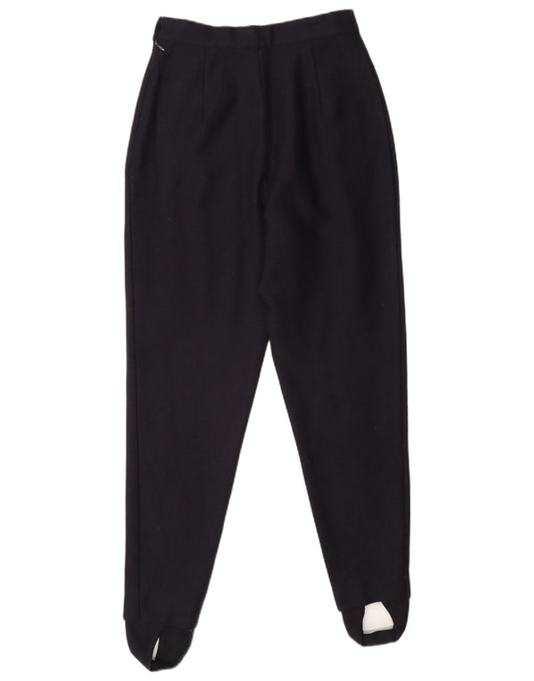 Caractere ženske hlače sa stremenom UK 8 Small W24 L30 Navy Blue Virgin Wool