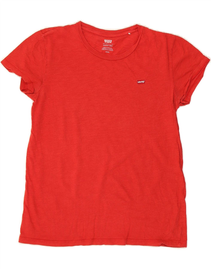 LEVI'S Womens Perfect Fit T-Shirt Top UK 14 Medium Red Vintage Levi's and Second-Hand Levi's from Messina Hembry 