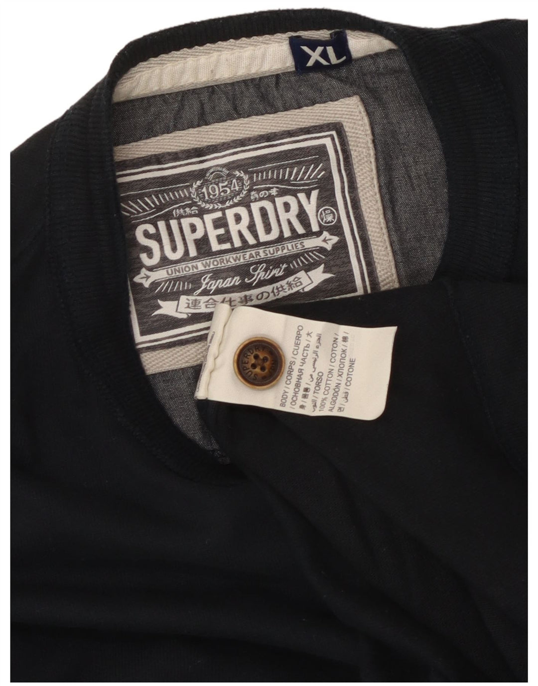 Superdry muška grafička majica dugih rukava XL tamnoplavi pamuk