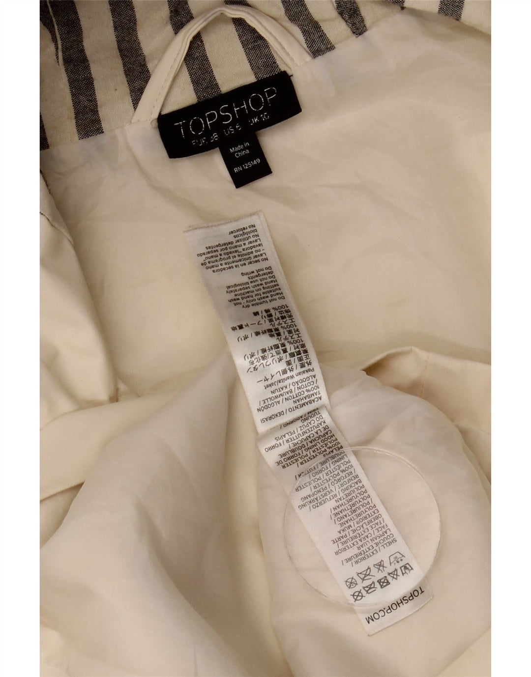 Topshop ženska velika kišna jakna s kapuljačom UK 10 Small Off White