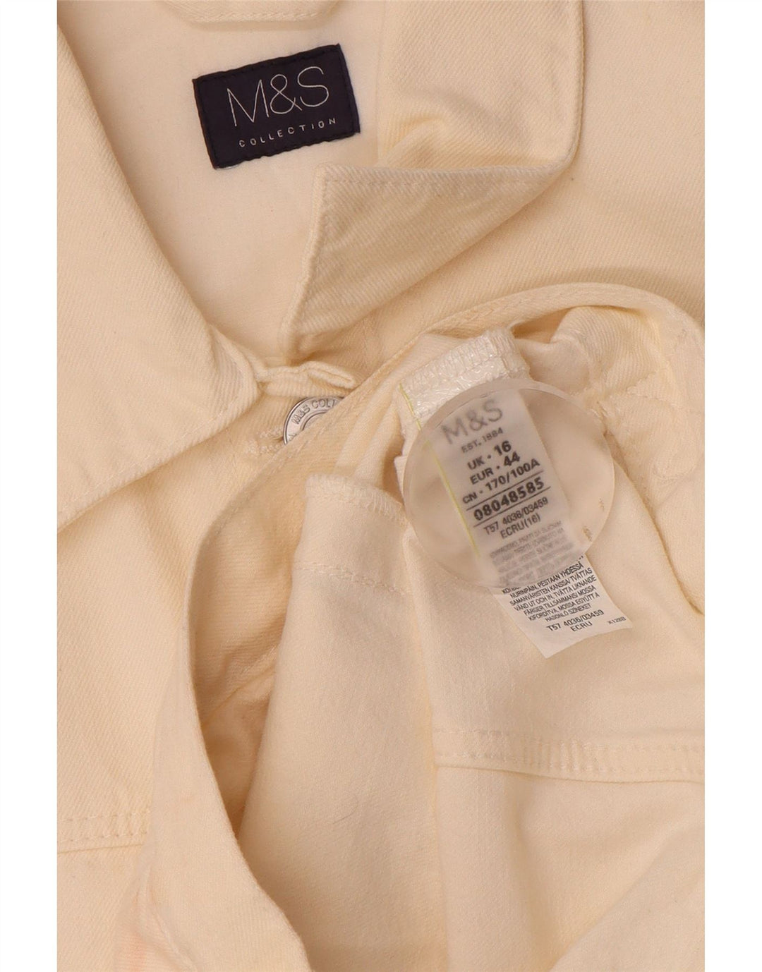 Marks & Spencer ženska jakna od kratkog trapera UK 16 Large Off White Cotton