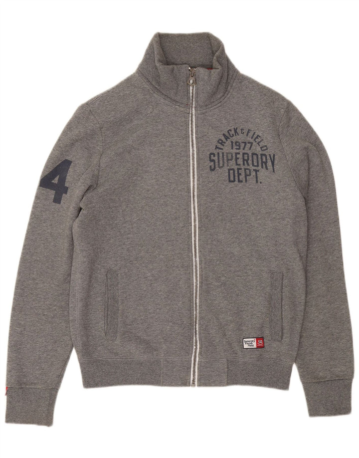 Superdry muška grafička trenirka, gornja jakna, srednje sivi flekasti pamuk