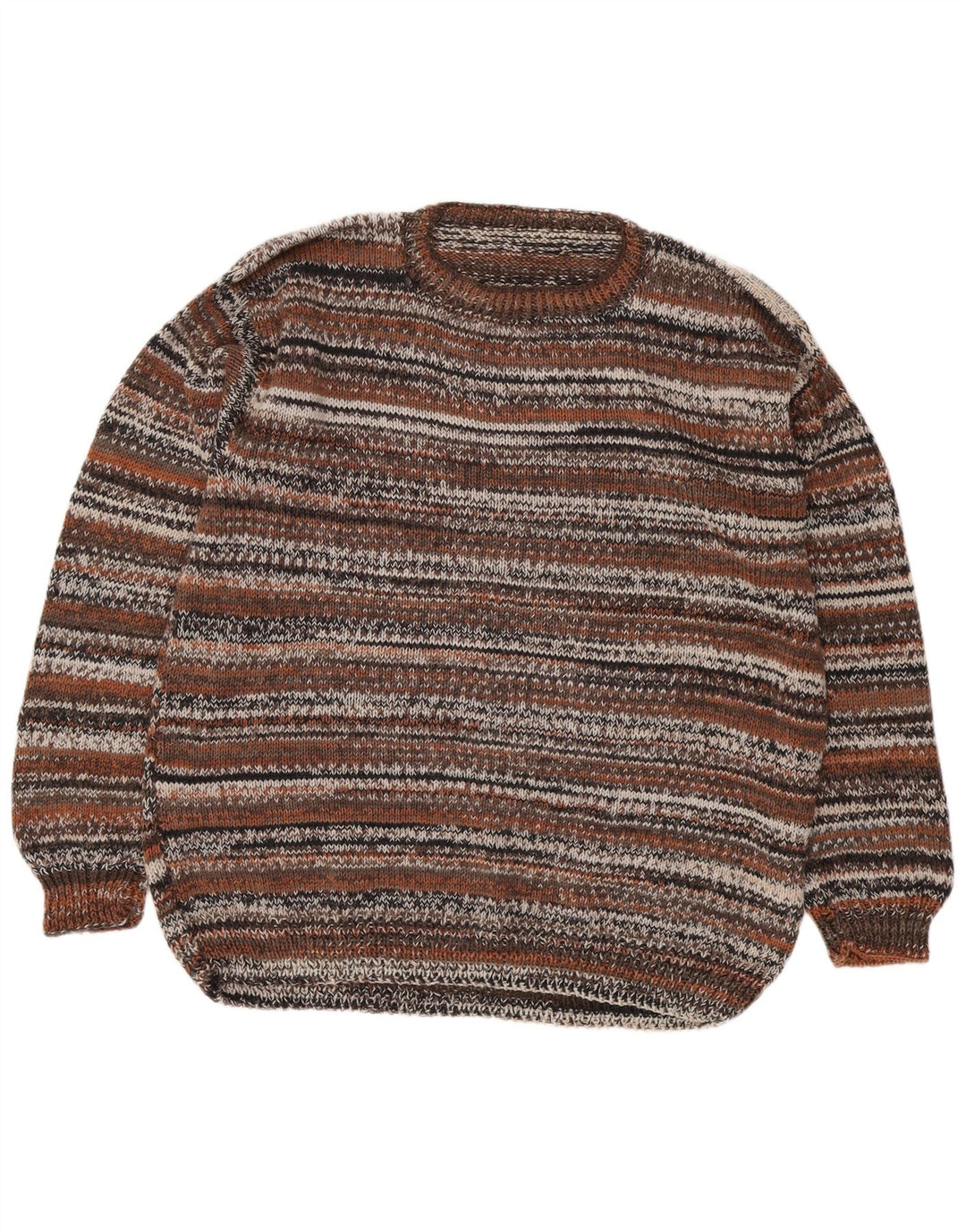 Vintage muški džemper s okruglim izrezom 2XL na smeđe pruge