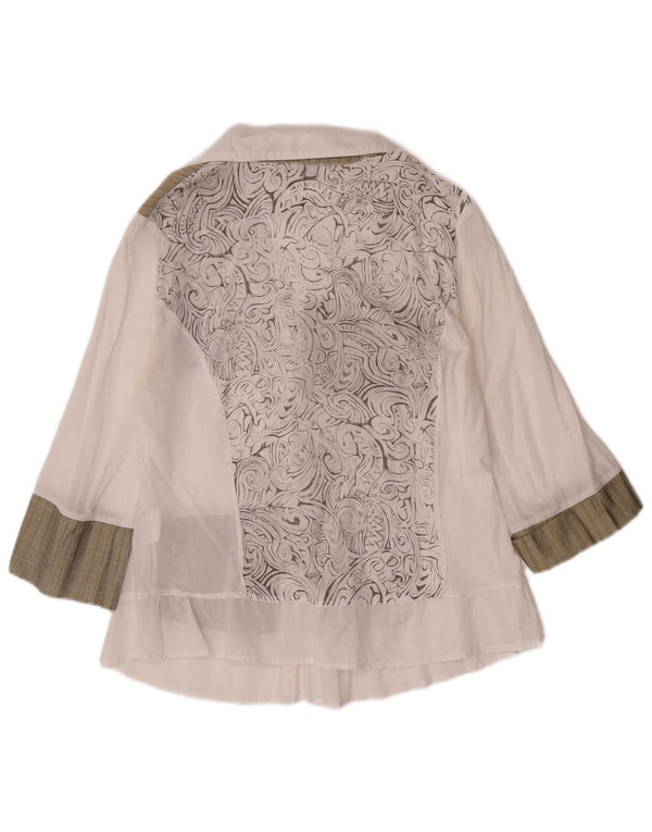 Borgofiori ženska košulja bluza s 3/4 rukavima IT 48 XL bijeli patchwork