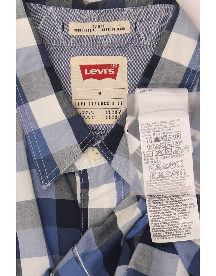 Levi's muška uska košulja srednje plave boje gingham pamuka