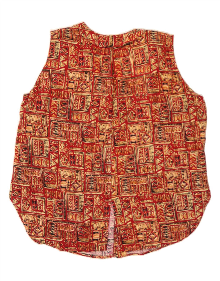 VINTAGE Womens Sleeveless Shirt Blouse UK 14 Large Red Patchwork Vintage Vintage and Second-Hand Vintage from Messina Hembry 