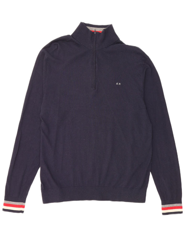 Sun68 Ženski džemper s izrezom s patentnim zatvaračem UK 22 3XL Mornarsko plava merino vuna