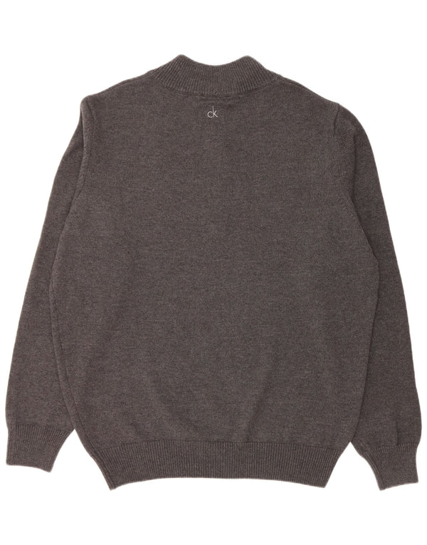 CALVIN KLEIN Muški džemper s izrezom i patentnim zatvaračem 2XL sivi pamuk