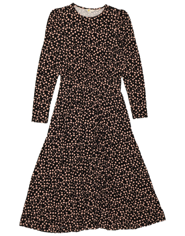 Boden ženska maksi haljina dugih rukava UK 10 Mala crna cvjetna viskoza