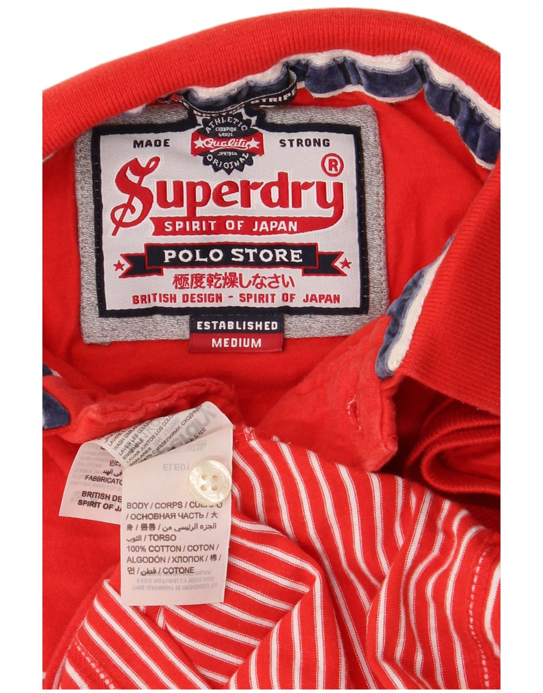 Superdry muška polo majica srednje crvene pruge, pamuk