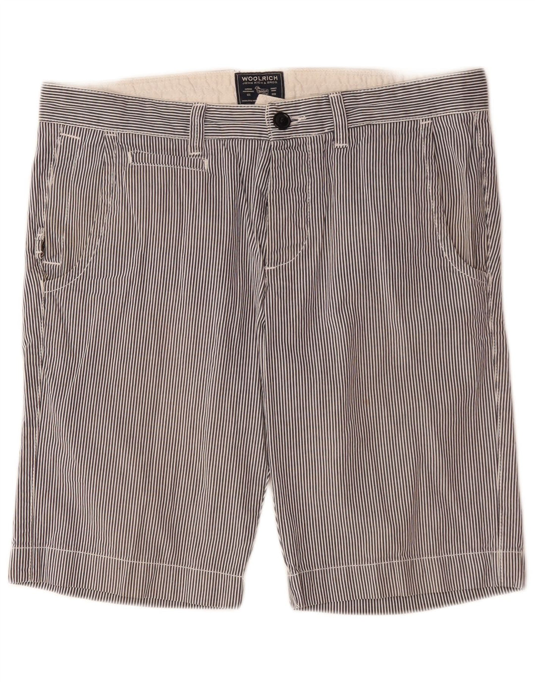 Woolrich Muške chino kratke hlače W33 srednje tamnoplave pamučne pruge