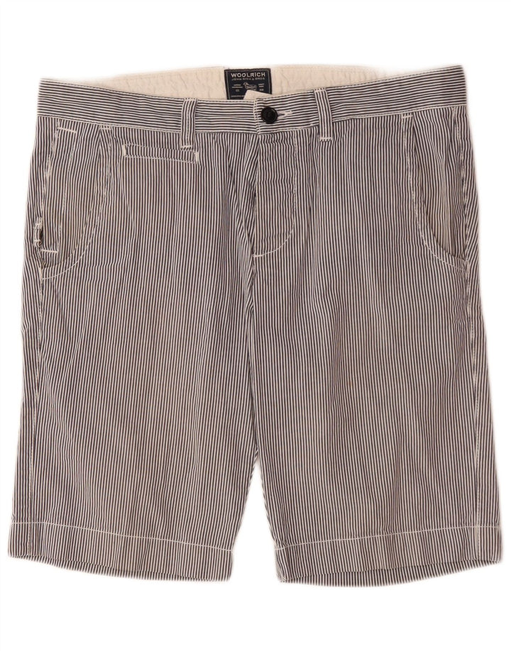 Woolrich Muške chino kratke hlače W33 srednje tamnoplave pamučne pruge