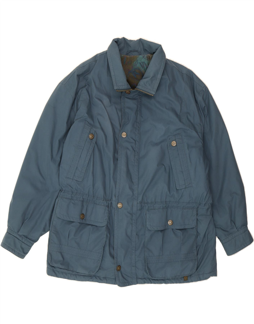 VINTAGE Mens Utility Jacket UK 42 XL Blue Polyester Vintage Vintage and Second-Hand Vintage from Messina Hembry 