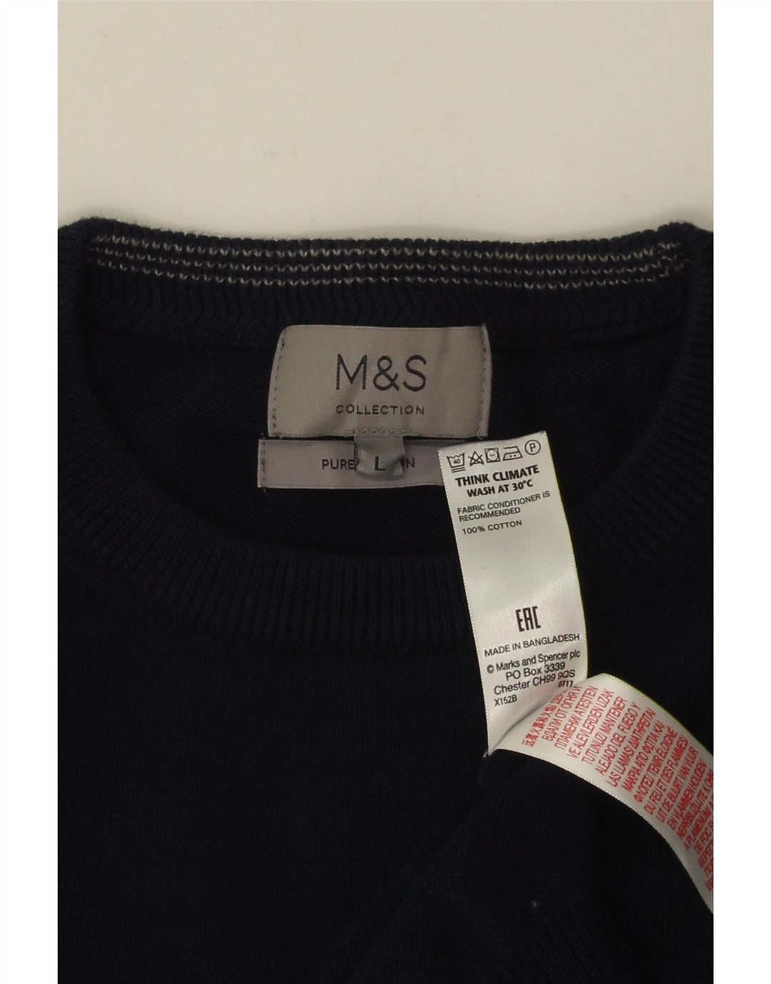 MARKS & SPENCER Muški džemper s okruglim izrezom Veliki tamnoplavi pamuk