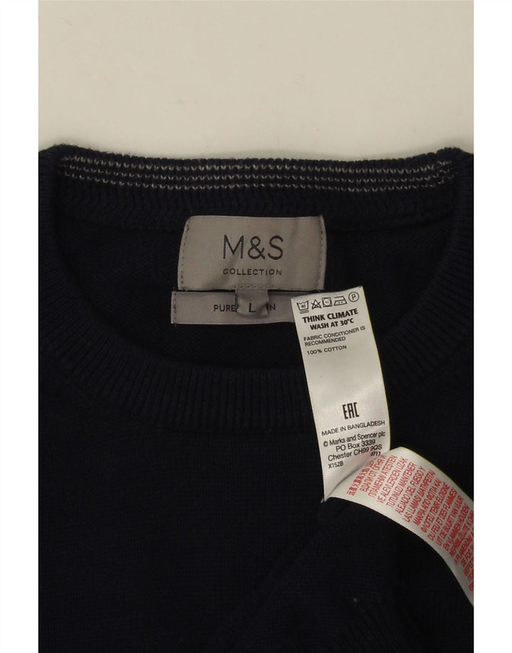MARKS & SPENCER Muški džemper s okruglim izrezom Veliki tamnoplavi pamuk