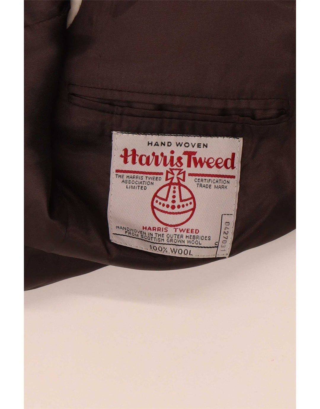 Harris Tweed Muški sako sa 2 gumba UK 40 Velika smeđa vuna riblja kost