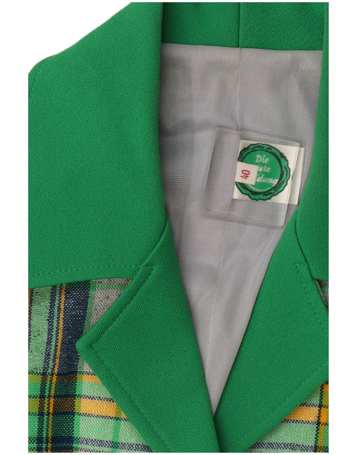 Vintage ženska košulja kratkih rukava bluza IT 40 mali zeleni karirani poliester