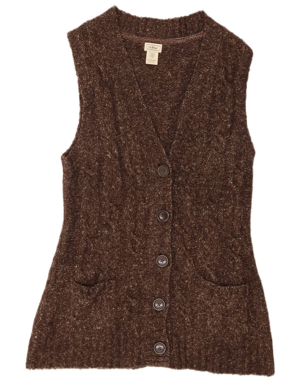 L.L.Bean ženski kardigan džemper bez rukava UK 16 velikih smeđih fleka