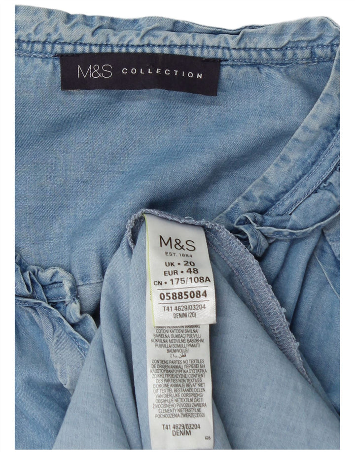 Marks & Spencer ženska majica s prednjim volanima UK 20 2XL plavi pamuk