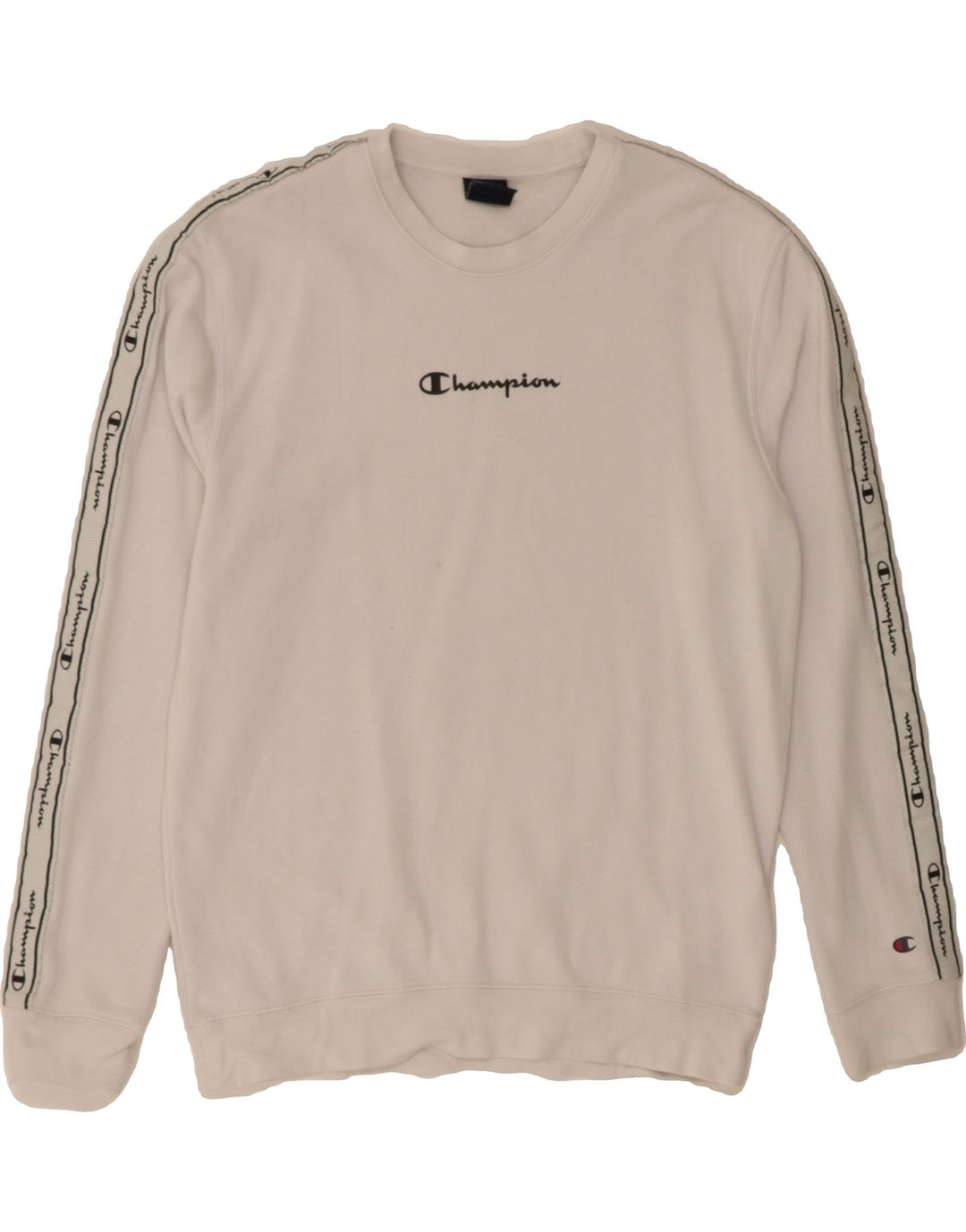 CHAMPION Mens Graphic Sweatshirt Jumper Medium White Cotton Vintage Champion and Second-Hand Champion from Messina Hembry 