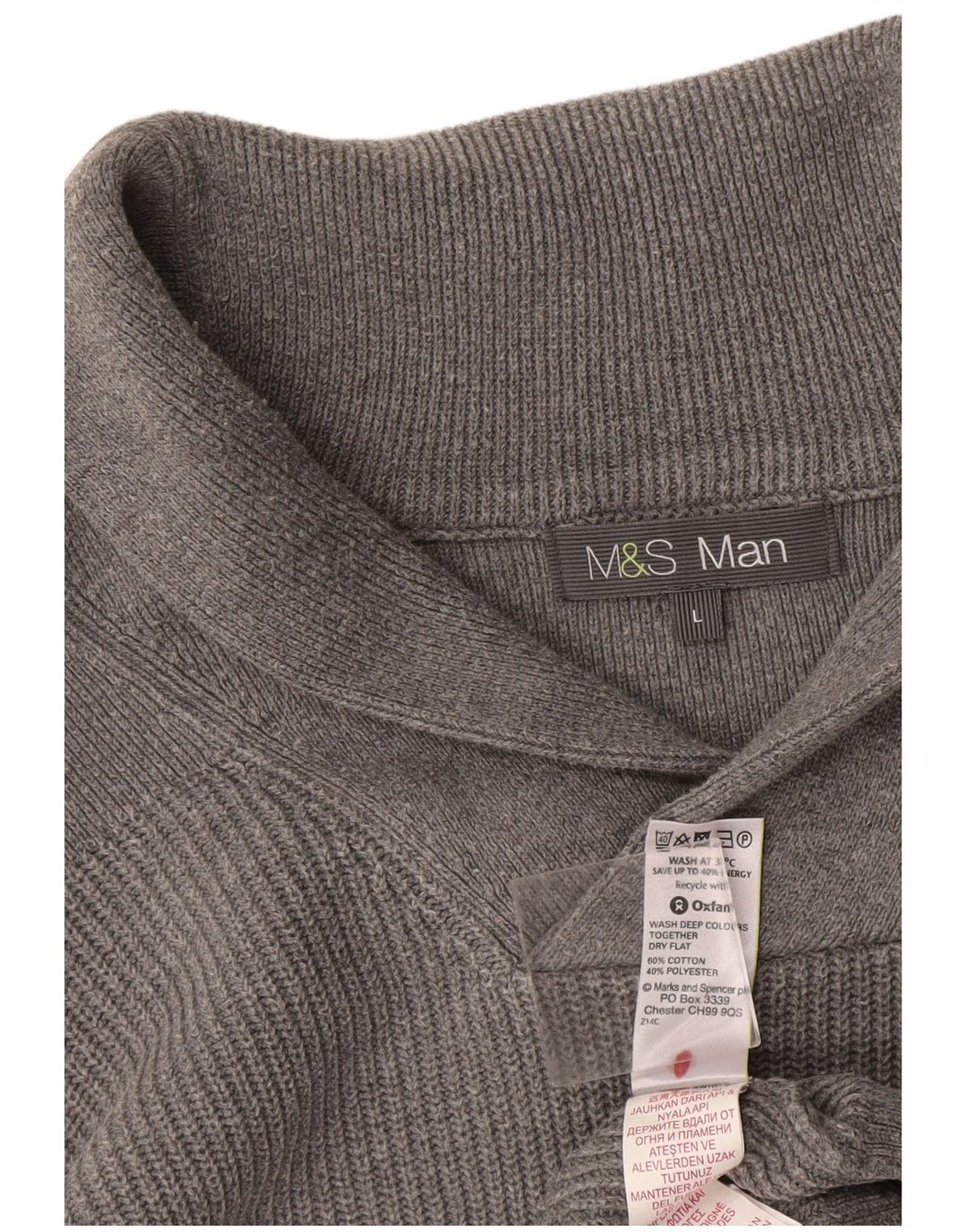 Marks & Spencer muški džemper sa šal ovratnikom veliki sivi pamuk