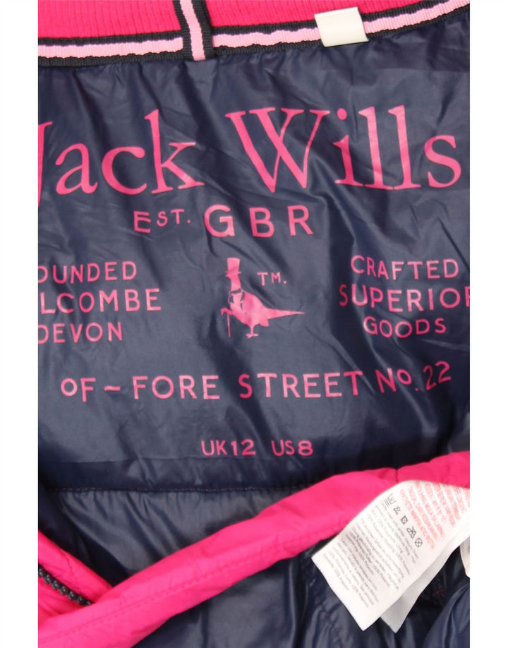 Jack Wills Ženska podstavljena jakna s kapuljačom UK 12 Srednje ružičasti poliamid
