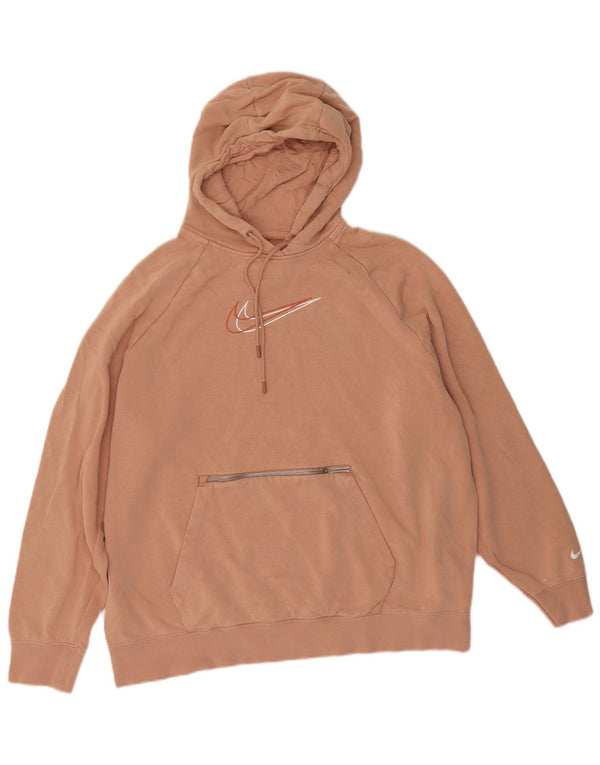 Nike Womens Graphic Oversized Hoodie Jumper UK 14 Medium Pink Cotton