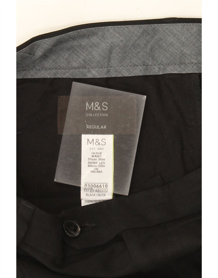 MARKS & SPENCER Muške hlače standardnog kroja W36 L33 crni poliester