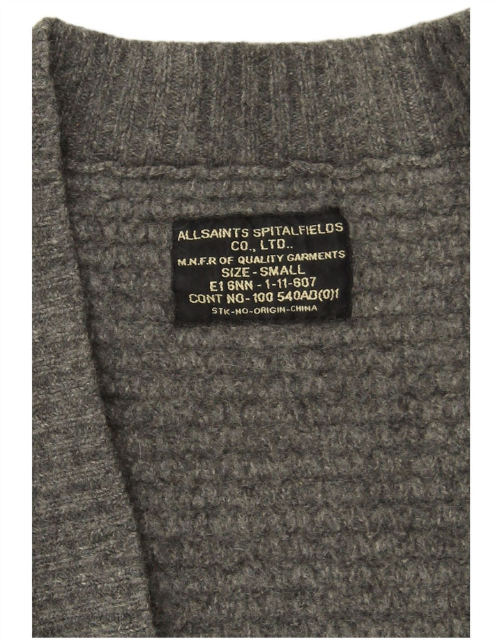 Svi sveti ženski otvoreni kardigan pulover UK 10 Small Grey Lambswool
