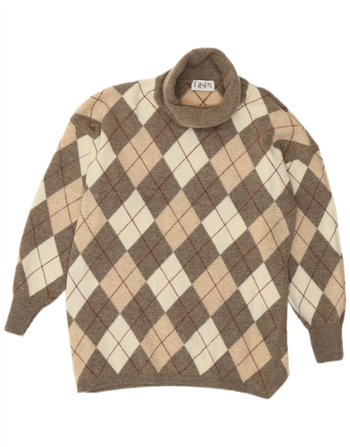 Gispa ženski džemper s rol izrezom UK 18 XL Sivi Argyle/Diamond