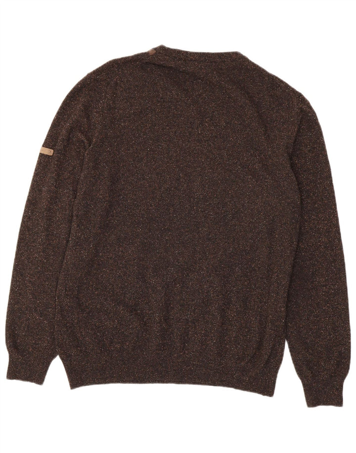 Navigare muški džemper s okruglim izrezom Srednje smeđi argyle/dijamantna vuna