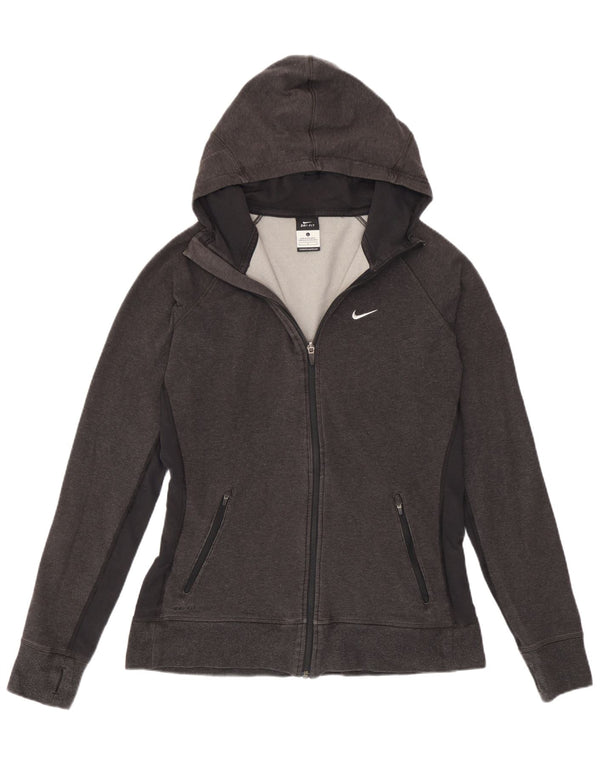 Nike Ženski Dri Fit Zip pulover s kapuljačom UK 16 Veliki sivi pamuk