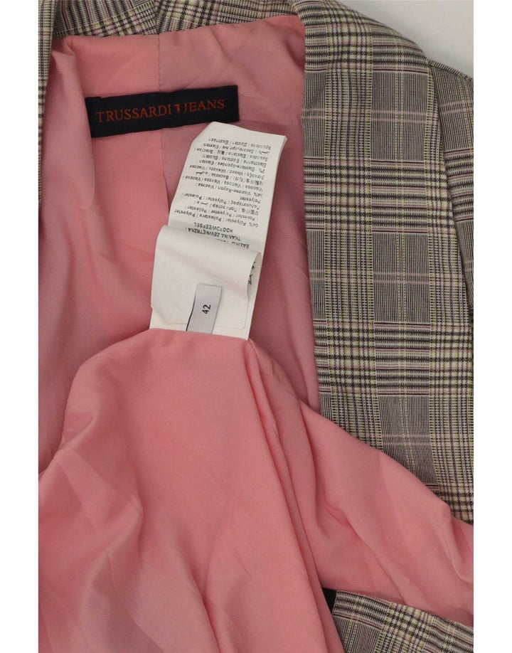 Trussardi Jeans ženska jakna s otvorenim sakoom IT 42 Srednje sivi karirani poliester