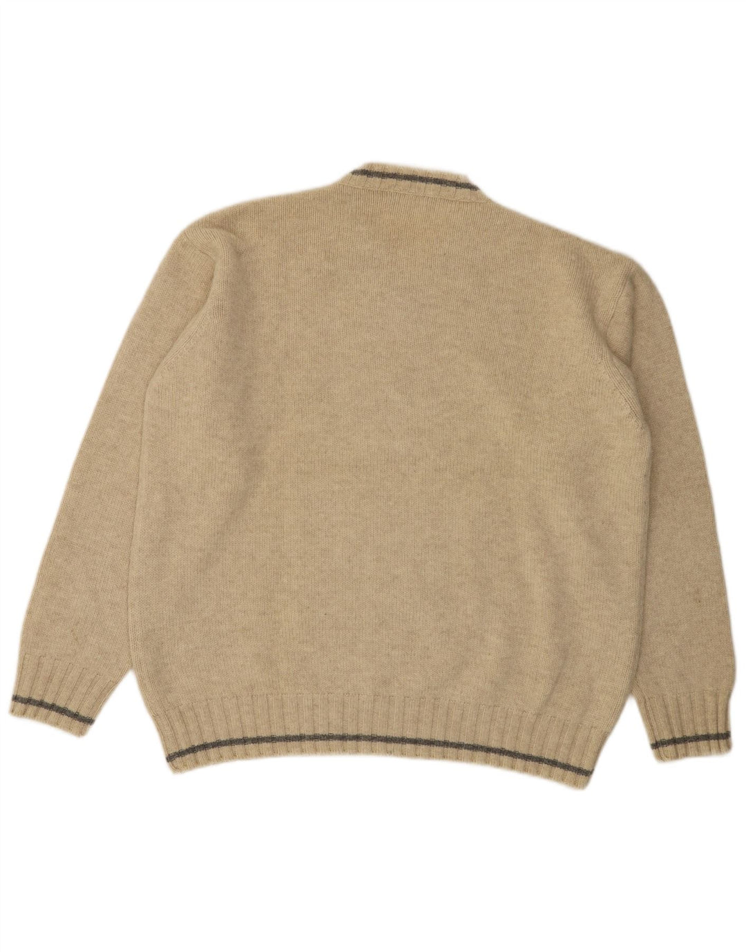 Veliki bež vuneni muški džemper s V-izrezom Fred Perry
