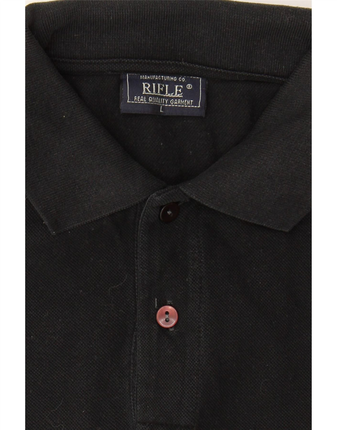 RIFLE Mens Polo Shirt Large Black Cotton Vintage Rifle and Second-Hand Rifle from Messina Hembry 