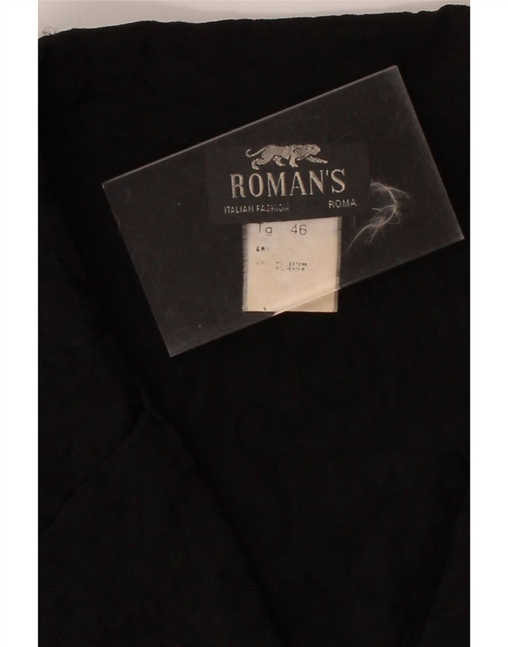 ROMAN'S Womens 4 Button Blazer Jacket IT 46 Large Black Polyester Vintage Roman's and Second-Hand Roman's from Messina Hembry 