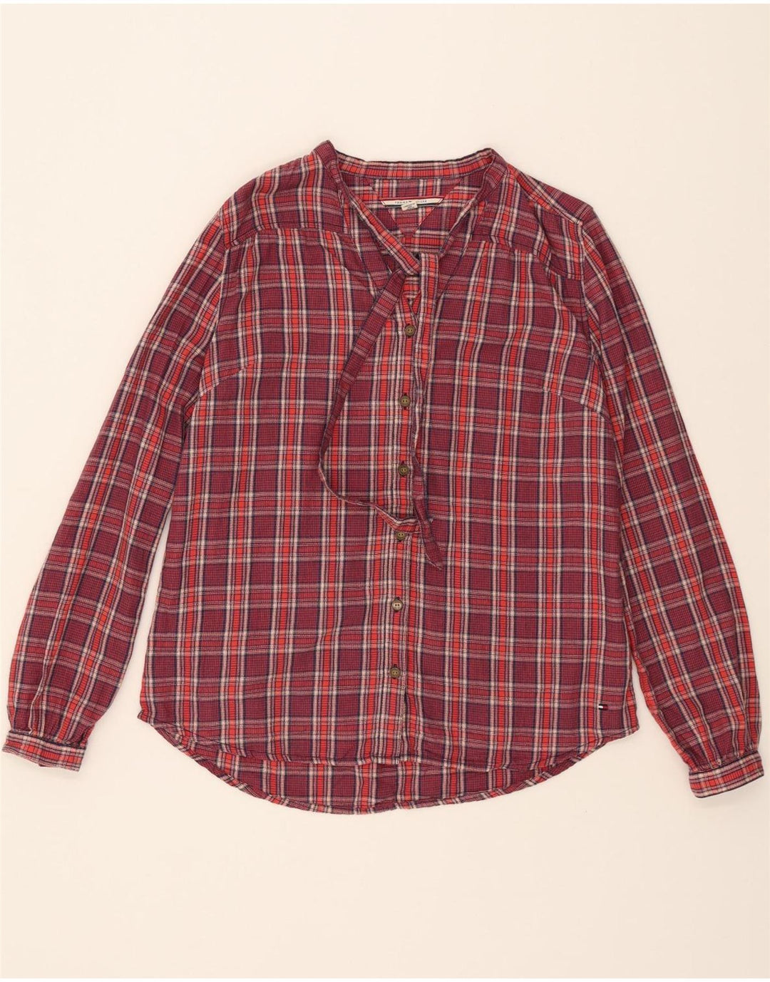 TOMMY HILFIGER Womens Shirt Blouse UK 14 Medium Red Check Vintage Tommy Hilfiger and Second-Hand Tommy Hilfiger from Messina Hembry 