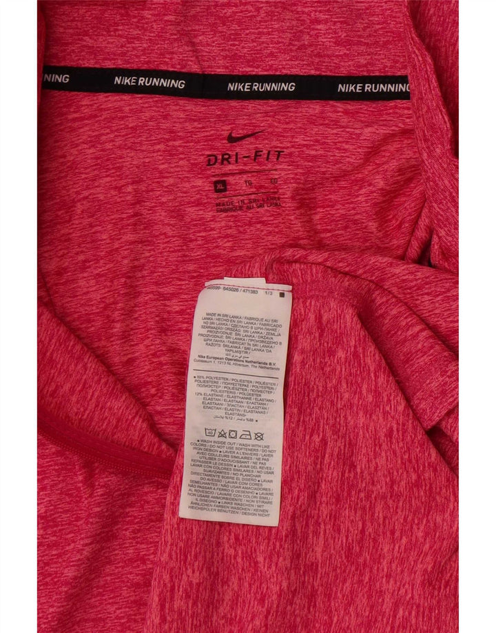Nike Dri Fit Running Zip Neck Pullover Top XL Pink Flecked
