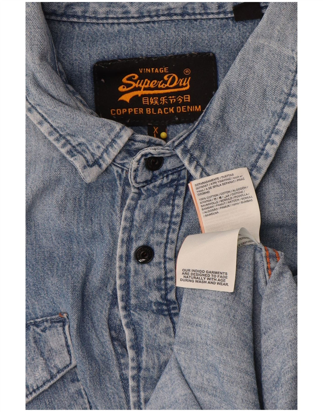 Superdry muška traper košulja XL plavi pamuk