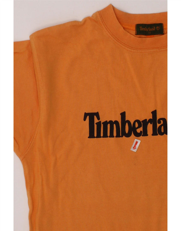 TIMBERLAND Boys Graphic T-Shirt Top 9-10 Years Orange Vintage Timberland and Second-Hand Timberland from Messina Hembry 