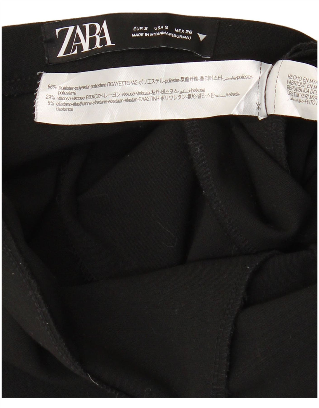 ZARA ženske uske ležerne hlače male W26 L27 crni poliester